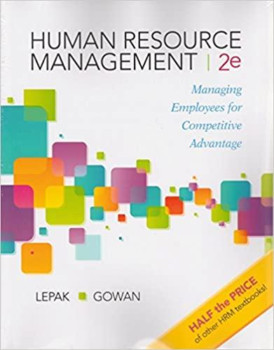 human resource management managing employees for competitive advantage 2nd edition david lepak, mary gowan
