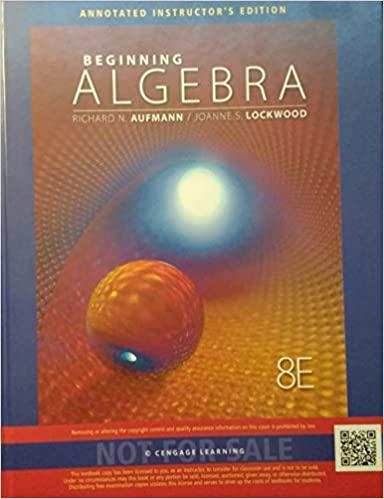 beginning algebra 8th edition richard n. aufmann and joanne s. lockwood 1111578702, 978-1111578701