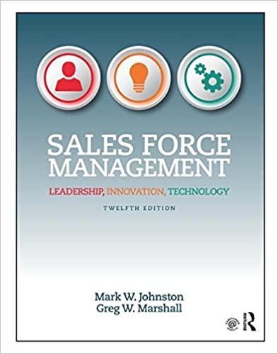 sales force management leadership innovation technology 12th edition mark w. johnston, greg w. marshall