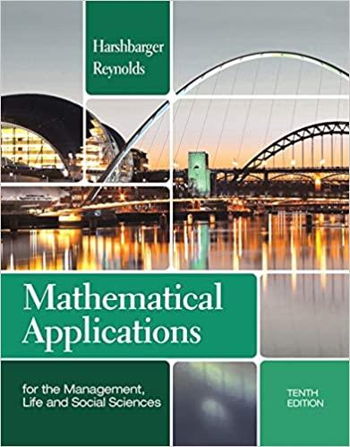mathematical applications for the management life and social sciences 10th edition ronald j. harshbarger,