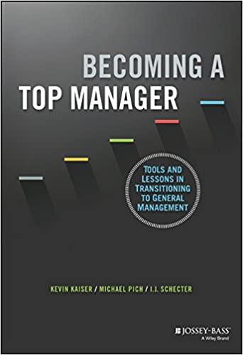 becoming a top manager tools and lessons in transitioning to general management 1st edition kevin kaiser,