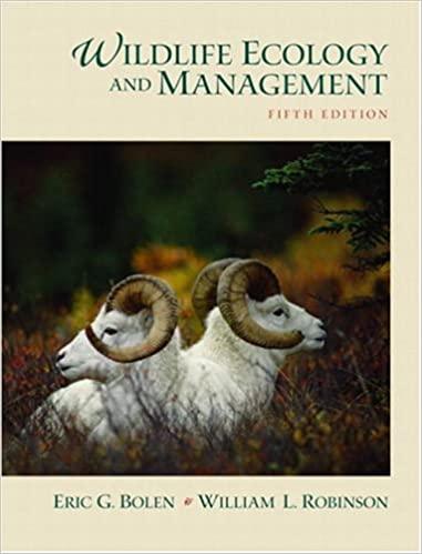 wildlife ecology and management 5th edition eric g. bolen, william laughlin robinson 013066250x,