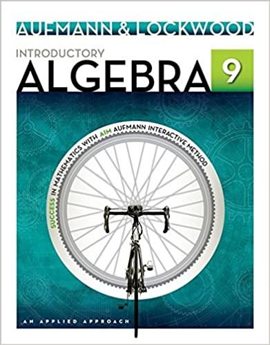 introductory algebra an applied approach 9th edition richard n. aufmann, joanne lockwood 1133365434,