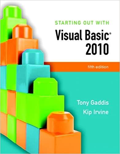 starting out with visual basic 2010 5th edition tony gaddis, kip irvine 0136113400, 978-0136113409