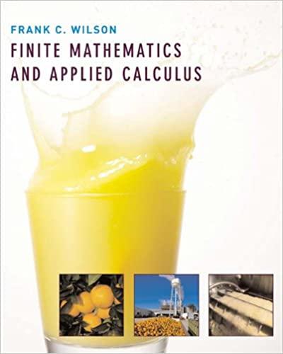 finite mathematics and applied calculus 1st edition frank c. wilson 061833291x, 9780618332915