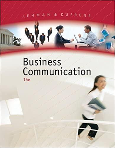 business communication 15th edition carol m. lehman, debbie d. dufrene 0324375530, 9780324375534
