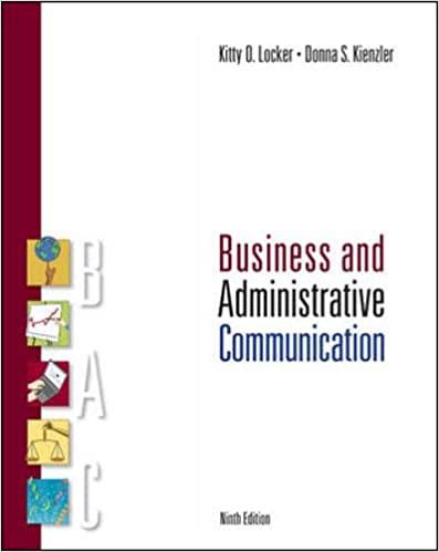 business and administrative communication 9th edition kitty locker, donna kienzler 0073377805, 9780073377803
