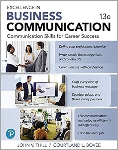 excellence in business communication 13th edition courtland l. bovee, john v. thill 0135192188, 9780135192184