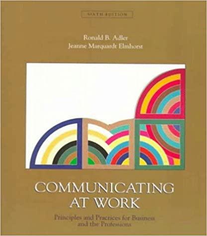 communicating at work principles and practices for business and the professions 6th edition ronald b. adler,