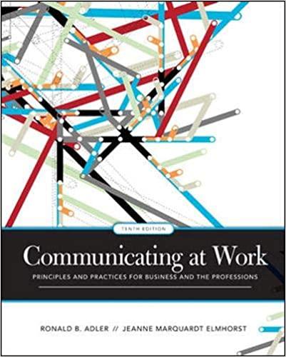 communicating at work principles and practices for business and the professions 10th edition ronald adler,