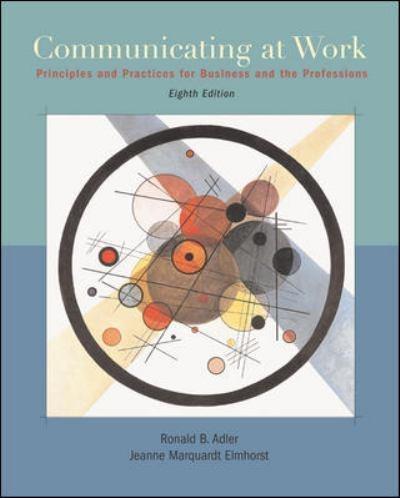 communication at work principles and practices business and the professions 8th edition ronald brian adler,