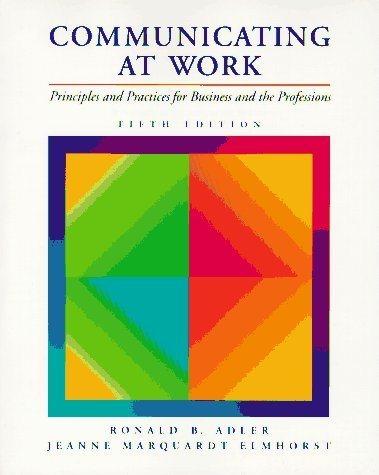 communicating at work principles and practices for business and the professions 5th edition ronald b. adler,