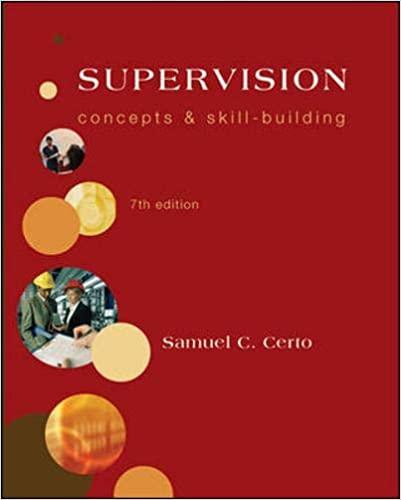 supervision concepts and skill building 7th edition samuel certo 0073381519, 9780073381510