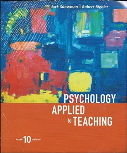 psychology applied to teaching 10th edition jack snowman 0618266828, 9780618266821