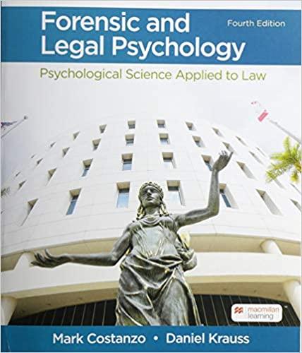 forensic and legal psychology psychological science applied to law 4th edition mark costanzo, daniel krauss
