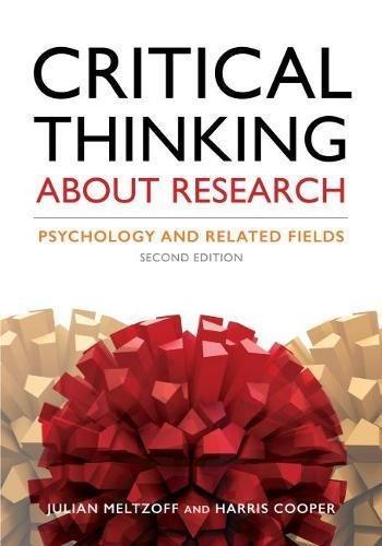 critical thinking about research psychology and related fields 2nd edition harris cooper, julian meltzoff