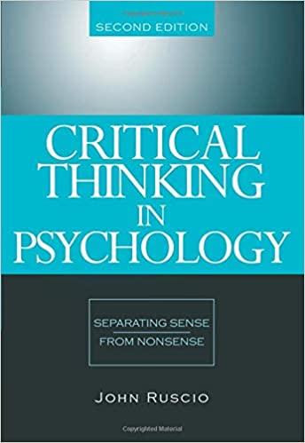critical thinking in psychology separating sense from nonsense 2nd edition john ruscio 0534634591,