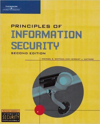 principles of information security 2nd edition michael e. whitman herbert j. mattord 0619216255, 9780619216252