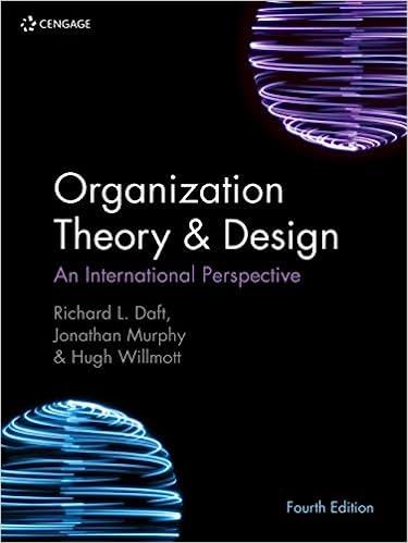 organization theory and design an international perspective 4th edition hugh willmott, richard daft, jonathan