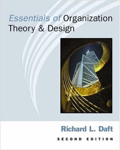 essentials of organization theory and design 2nd edition richard l. daft 032402097x, 9780324020977