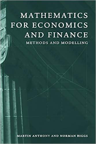 mathematics for economics and finance methods and modelling 1st edition martin anthony, norman biggs