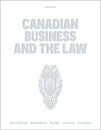 canadian business and the law 6th edition philip king dorothy duplessis shannon o'byrne 0176570322,