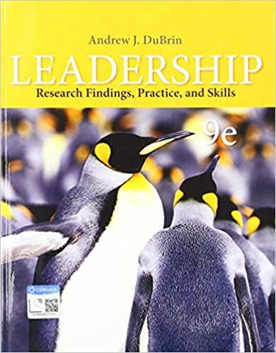 leadership research findings practice and skills 9th edition andrew j. dubrin 0357042492, 9780357042496
