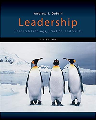 leadership research findings practice and skills 7th edition andrew j. dubrin 113343522x, 9781133435228