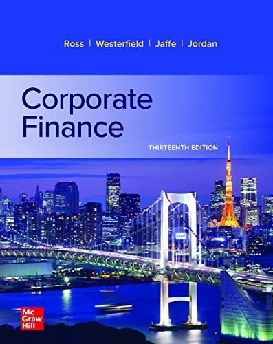 corporate finance 13th edition stephen ross, randolph westerfield, jeffrey jaffe 1260772381, 978-1260772388