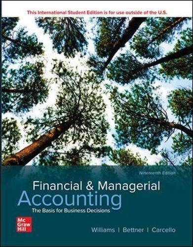 ise financial and managerial accounting the basis for business decision 19th edition jan williams, mark s.