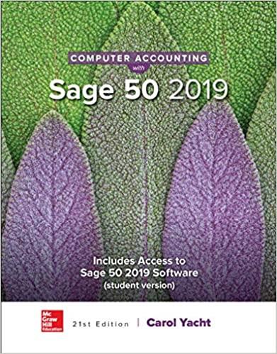 computer accounting with sage 50 2019 21st edition carol yacht 1259917010, 978-1259917011