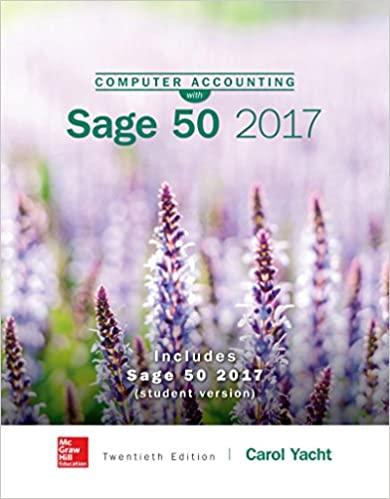 computer accounting sage 50 2017 20th edition carol yacht 1260239640, 978-1260239645