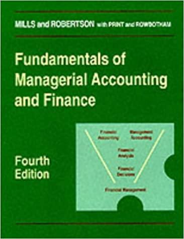 fundamentals of managerial accounting and finance 4th edition robertson mills 1873186126, 978-1873186121