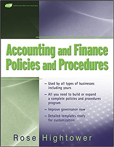 accounting and finance policies and procedures 1st edition rose hightower 0470259620, 9780470259627