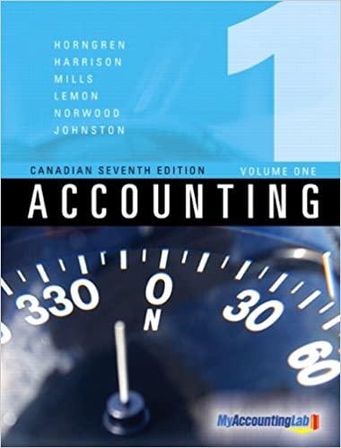 accounting volume i 7th canadian edition charles t. horngren, walter t. harrison jr., w. morley lemon, peter