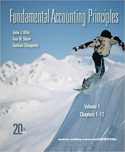 fundamental accounting principles volume 1 chapters 1-12 20th edition john wild, ken shaw, barbara chiappetta