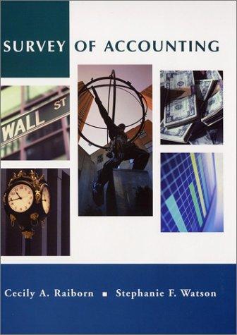 survey of accounting 1st edition cecily a. raiborn, stephanie f. watson 0471229938, 9780471229933