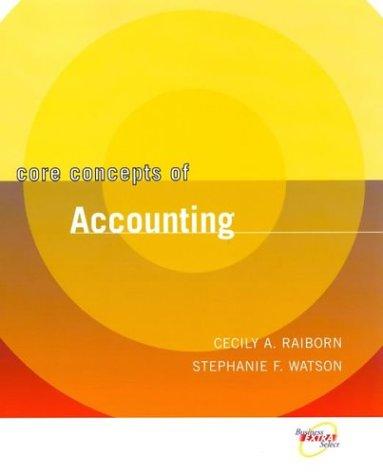 core concepts of accounting 1st edition cecily a. raiborn, stephanie f. watson 0471467111, 9780471467113
