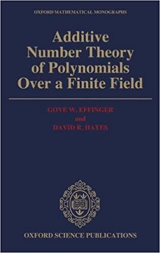 additive number theory of polynomials over a finite field 1st edition gove effinger, david r hayes