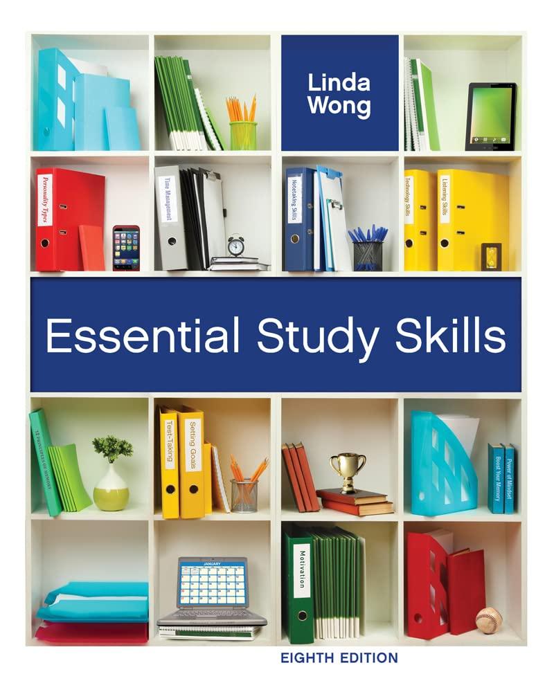 essential study skills 8th edition linda wong 1285430093, 9781285430096
