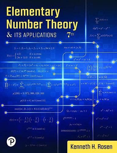 elementary number theory 7th edition kenneth h. rosen 0135260264, 9780135260265