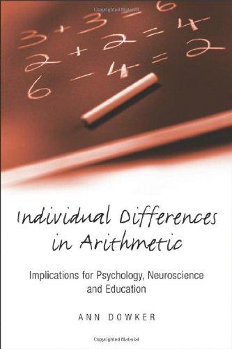 individual differences in arithmetic 1st edition ann dowker 1841692352, 9781841692357