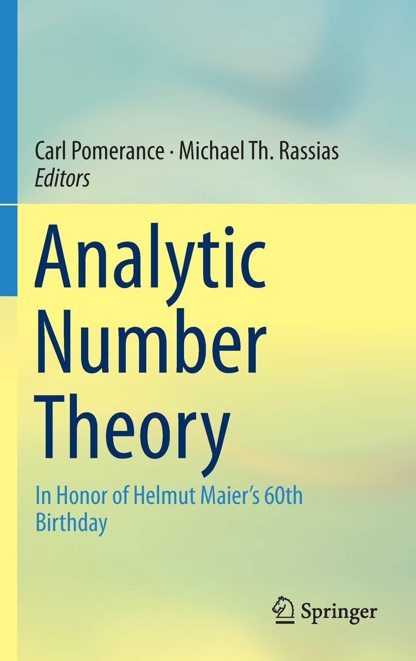 analytic number theory 1st edition carl pomerance, michael th. rassias 3319222392, 9783319222394