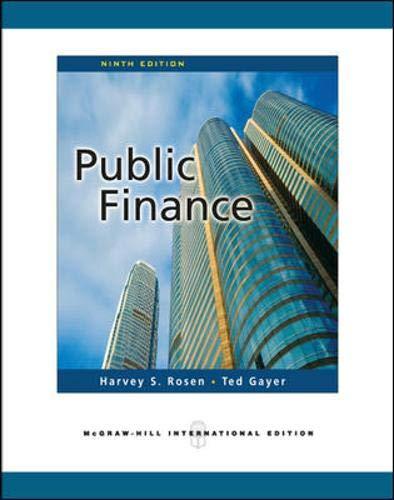 public finance 9th international edition harvey s rosen, ted gayer 0071267883, 9780071267885