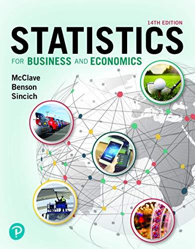 statistics for business and economics 14th edition james t. mcclave, p. george benson, terry t sincich