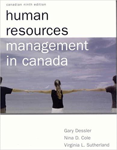 human resources management in canada 9th canadian edition gary dessler, nina d. cole, virginia l. sutherland
