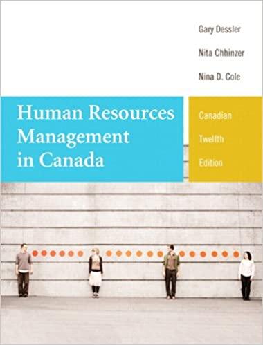 human resources management in canada 12th canadian edition gary dessler, nita chhinzer, nina d. cole