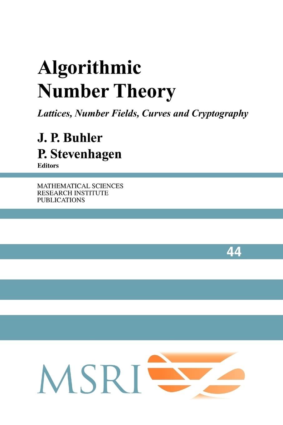 algorithmic number theory 1st edition j.p. buhler, p. stevenhagen 0521208335, 9780521208338