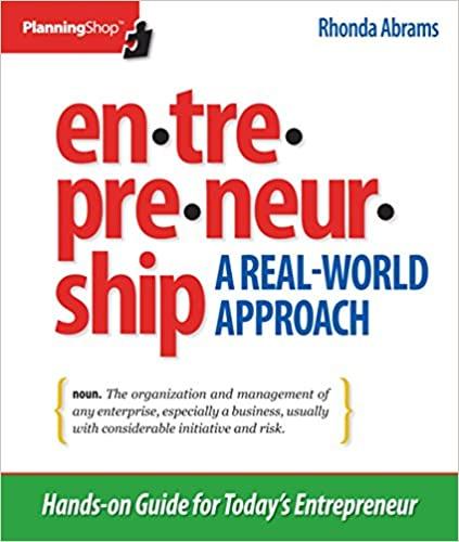 entrepreneurship a real world approach 1st edition rhonda abrams 1933895268, 978-1933895260