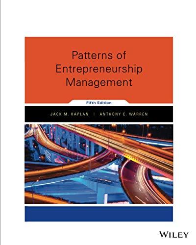 patterns of entrepreneurship management 5th edition jack m. kaplan, anthony c. warren 1119239052,